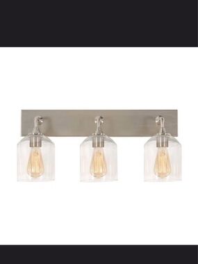 3-Light Brushed Nickel Vanity Light with Clear Glass Shades